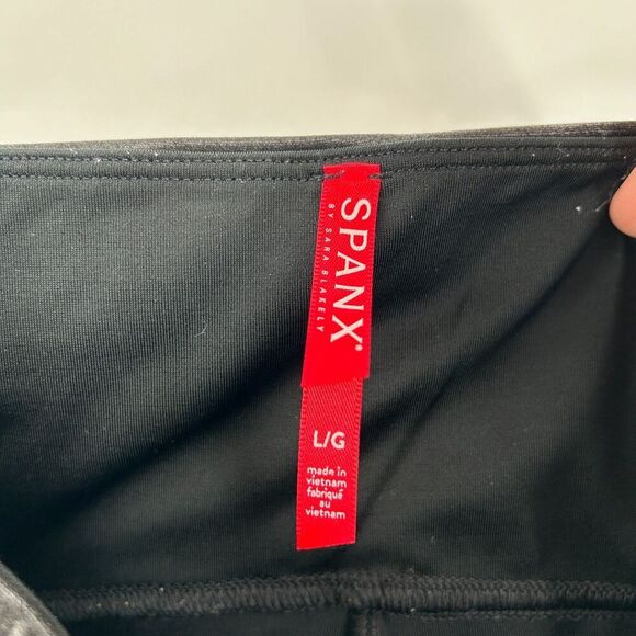 SPANX Women's Black Faux Leather Skinny Leggings Pull On Pants Size Large - Picture 10 of 10